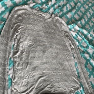 Grey and white striped long T